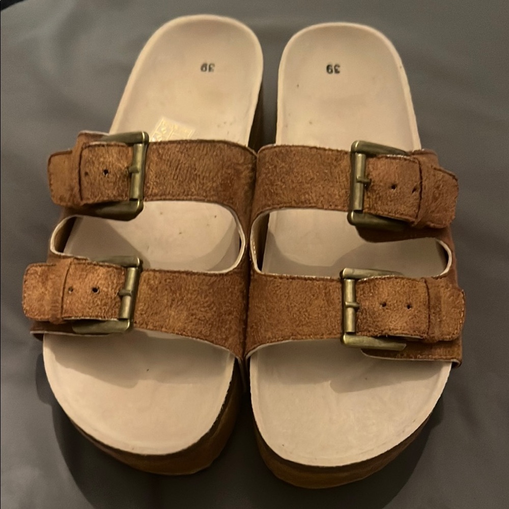 Women’s Brown Double Buckle Sandals